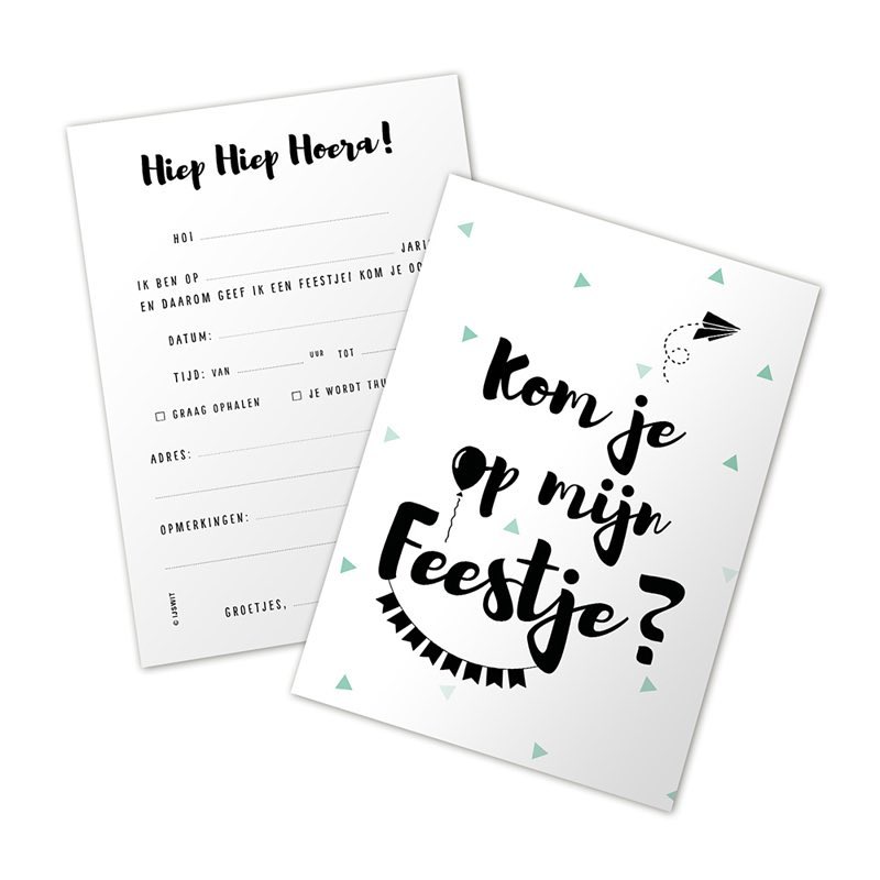 Uitnodigingskaarten Kinderfeestje Groen