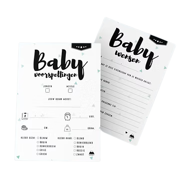 Babyshower invulkaarten (Voorspellingen & Wensen) 25 stuks