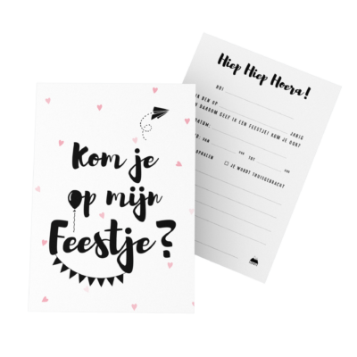 Uitnodigingskaarten Kinderfeestje Roze